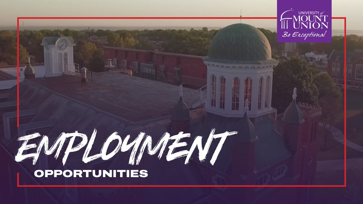 Mount Union is hiring! Open positions include controller, campus visit manager, and more! Come join our Raider family!

See our open positions, and apply now: mountunion.edu/employment