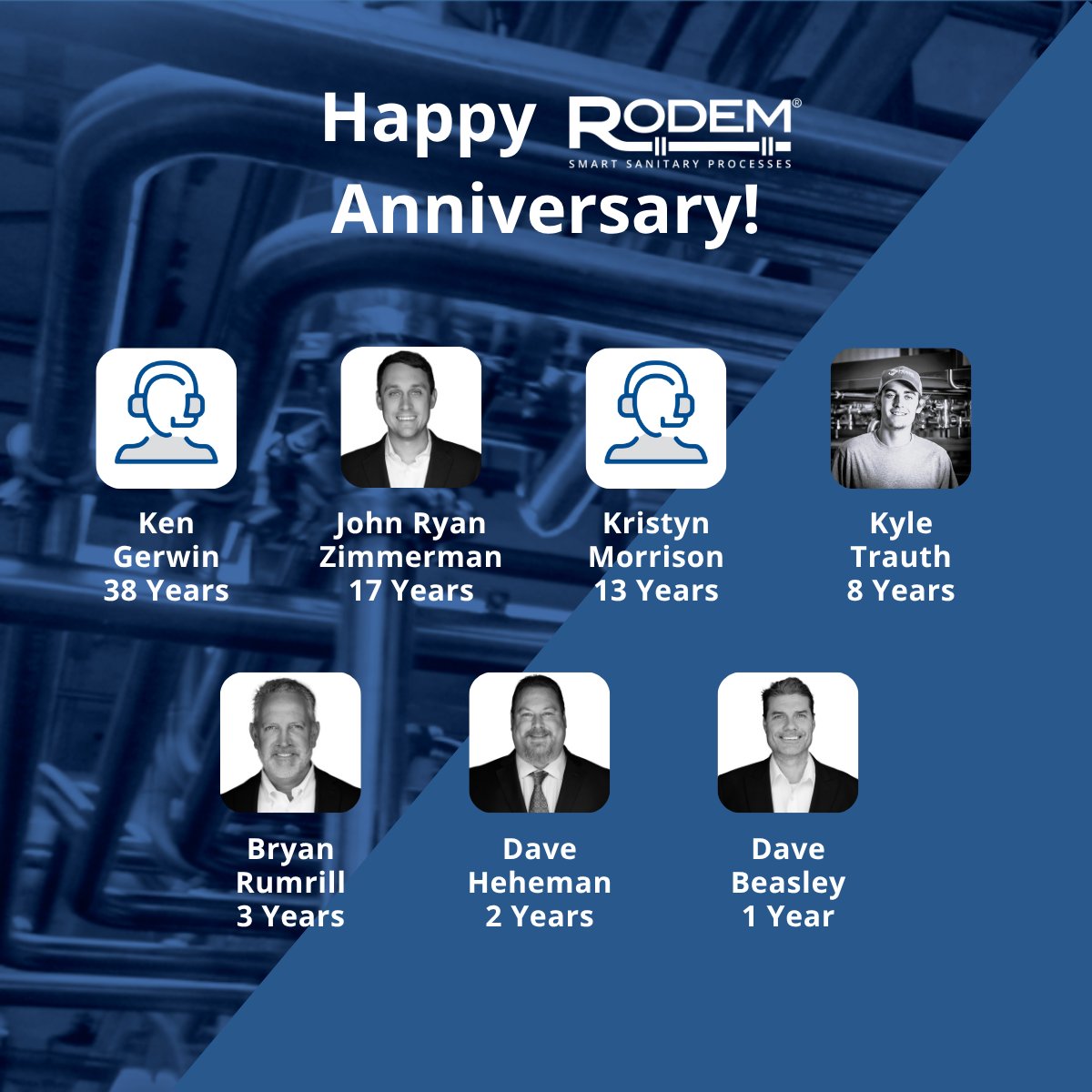 RodemProcess's tweet image. We&apos;re giving a big shoutout to the team members celebrating work anniversaries this month. Thanks for everything you do to keep Rodem moving forward — we’re lucky to have you on the team! #WorkAnniversary #TeamRodem

Meet Our Team: rodem.com/about/people/