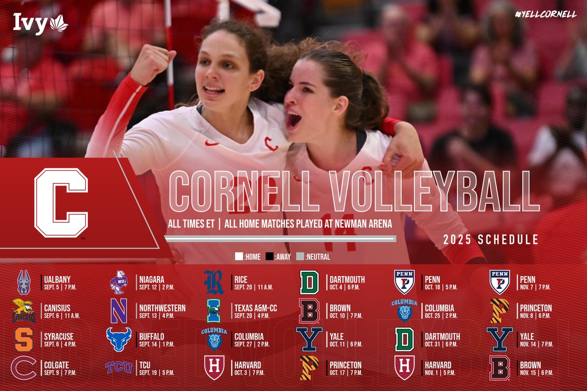 Mark your calendars! The @CornellVB season is 28 days away! 

#YellCornell