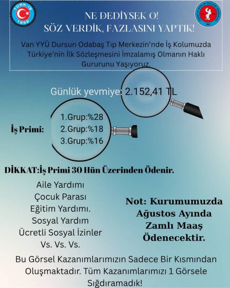 KAMU İŞÇİLERİ BİRLİĞİ (@kamuiscileri1) on Twitter photo Birtaraftan <a href="/trsaglikis/">Türkiye Sağlık ve Sosyal Hizmet İşçileri Sendikası</a> kçp dışında birşeyler daha almayı başarmış diğer taraftan <a href="/ozsagliksen/">Öz Sağlık-İş Sendikası</a> dan ses yok tis geçiktirilmesin.
📢 AİLEMİZE KATILIN: t.me/Kamuiscileri1
<a href="/RTErdogan/">Recep Tayyip Erdoğan</a> <a href="/isikhanvedat/">Prof. Dr. Vedat Işıkhan</a> <a href="/memetsimsek/">Mehmet Simsek</a> <a href="/turkiskonf/">TÜRK-İŞ</a> <a href="/hakiskonf/">HAKİŞ KONFEDERASYONU</a> <a href="/diskinsesi/">DİSK</a> #Kamuişçileri Birtaraftan <a href="/trsaglikis/">Türkiye Sağlık ve Sosyal Hizmet İşçileri Sendikası</a> kçp dışında birşeyler daha almayı başarmış diğer taraftan <a href="/ozsagliksen/">Öz Sağlık-İş Sendikası</a> dan ses yok tis geçiktirilmesin.
📢 AİLEMİZE KATILIN: t.me/Kamuiscileri1
<a href="/RTErdogan/">Recep Tayyip Erdoğan</a> <a href="/isikhanvedat/">Prof. Dr. Vedat Işıkhan</a> <a href="/memetsimsek/">Mehmet Simsek</a> <a href="/turkiskonf/">TÜRK-İŞ</a> <a href="/hakiskonf/">HAKİŞ KONFEDERASYONU</a> <a href="/diskinsesi/">DİSK</a> #Kamuişçileri