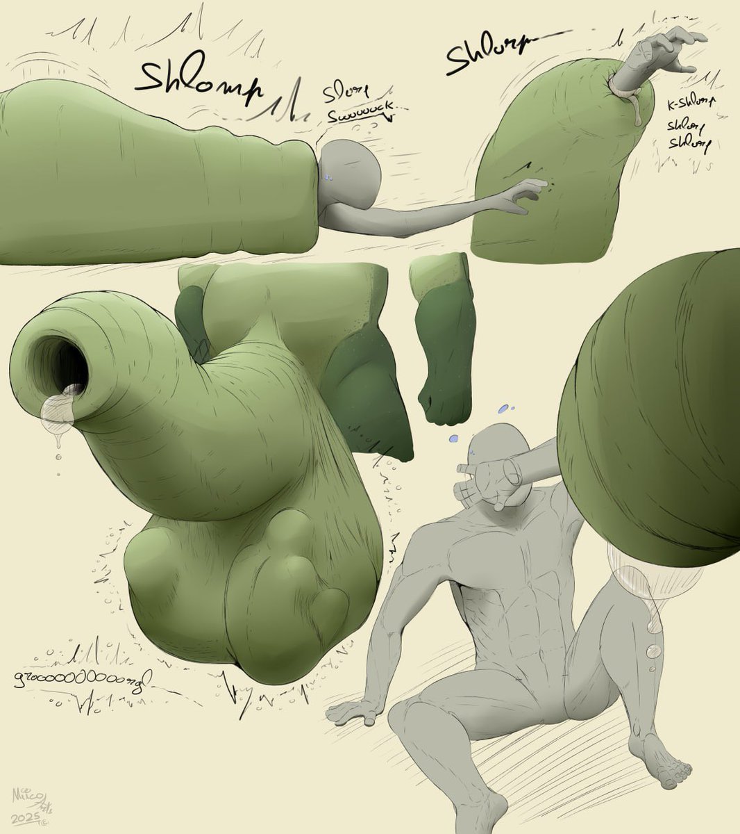 Huge thanks to my talented friend <a href="/Miicoa1/">Vore Poet 🫎</a> who gifted me an amazing artwork of the slug boy in action – multiple vore sequences featuring his proboscis-like anatomy.

I’m always blown away by their creativity and how they bring these wild ideas to life.