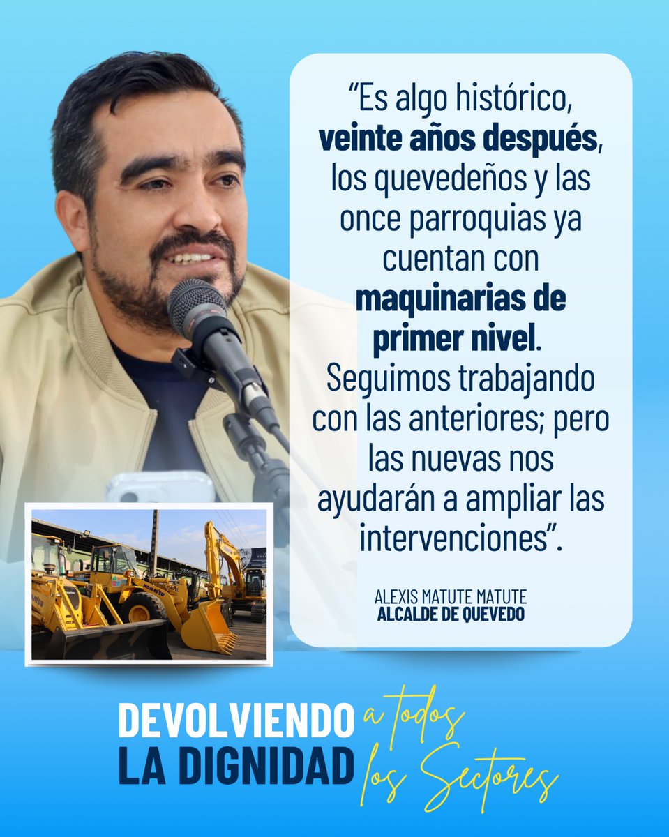 🚜 ¡Equipados con maquinaria de primer nivel! El nuevo equipo caminero ya está al servicio de Quevedo.
#QuevedoAvanza #ObrasQueSeVen