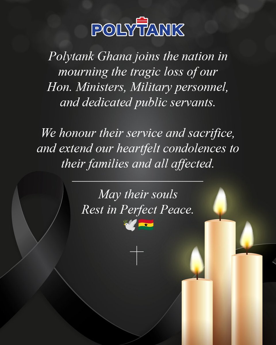 Polytank Ghana joins the nation in mourning. 🖤🇬🇭

We honour the lives, service, and sacrifice of our fallen leaders, soldiers, and public servants.

May their souls rest in perfect peace. 🕊🕯🙏🏾