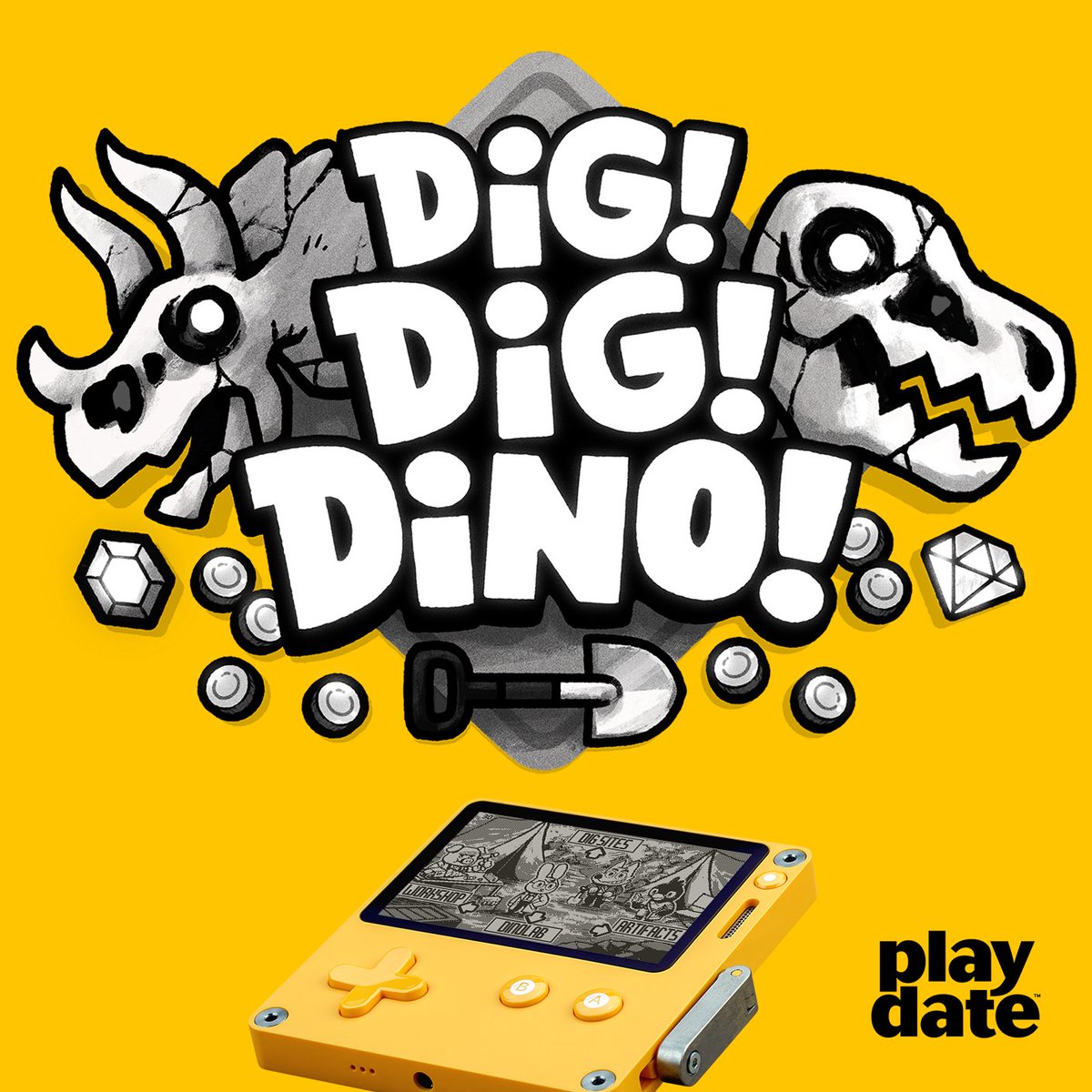 Dig! Dig! Dino! is out as part of <a href="/playdate/">Playdate</a>  Season 2, or on its own on the Catalog! Join the expedition and dig for dino bones, treasure and secretssss!! 🦖
play.date/games/dig-dig-…