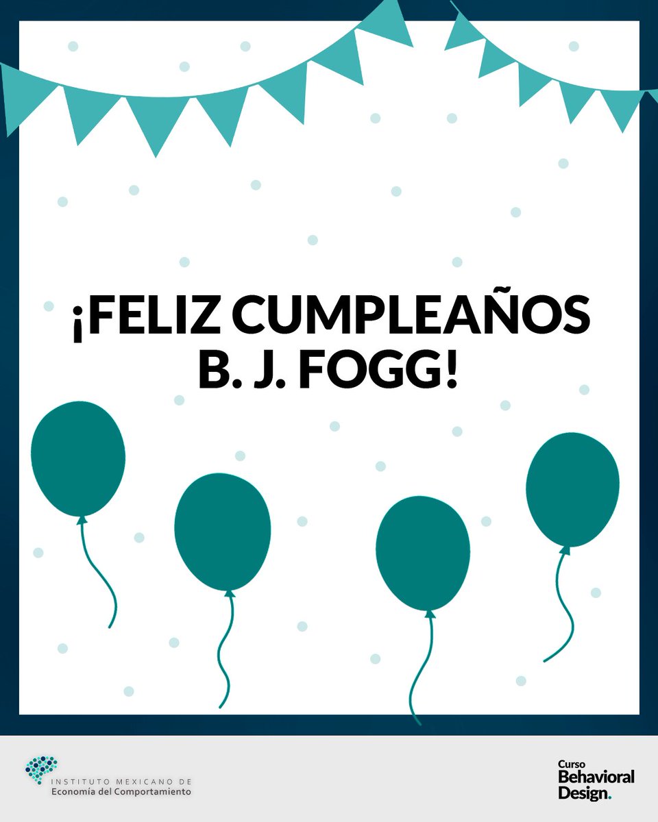 ecomportamiento's tweet image. 🎉 ¡Feliz cumpleaños, B. J. Fogg! 🎂

Hoy celebramos a uno de los grandes pioneros en el estudio del comportamiento humano. B. J. Fogg.

📢 Su enfoque ha sido clave para miles de personas, organizaciones y productos que buscan generar cambios reales.

#BJFogg #BehavioralDesign