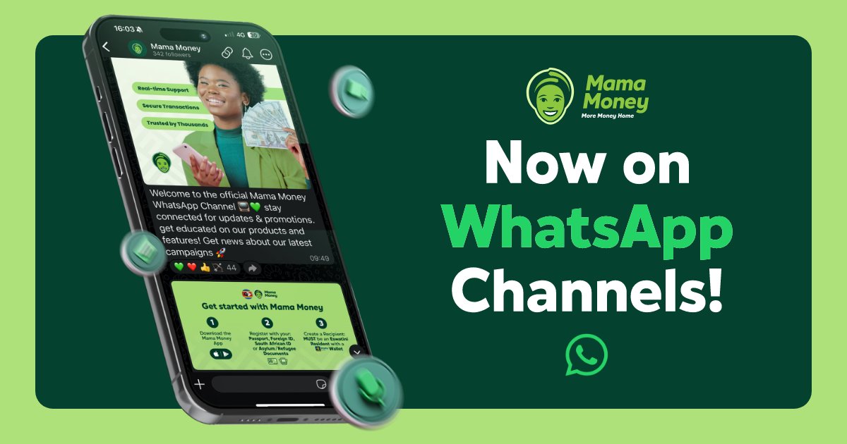 📢 Mama Money is now on WhatsApp Channels!

Stay connected with real-time updates, secure tips, exciting promos, and the latest on our services – all in one place. 🌍💸

Join our official channel and never miss an update again! 🚀
📲 Follow us now on WhatsApp Channels!
