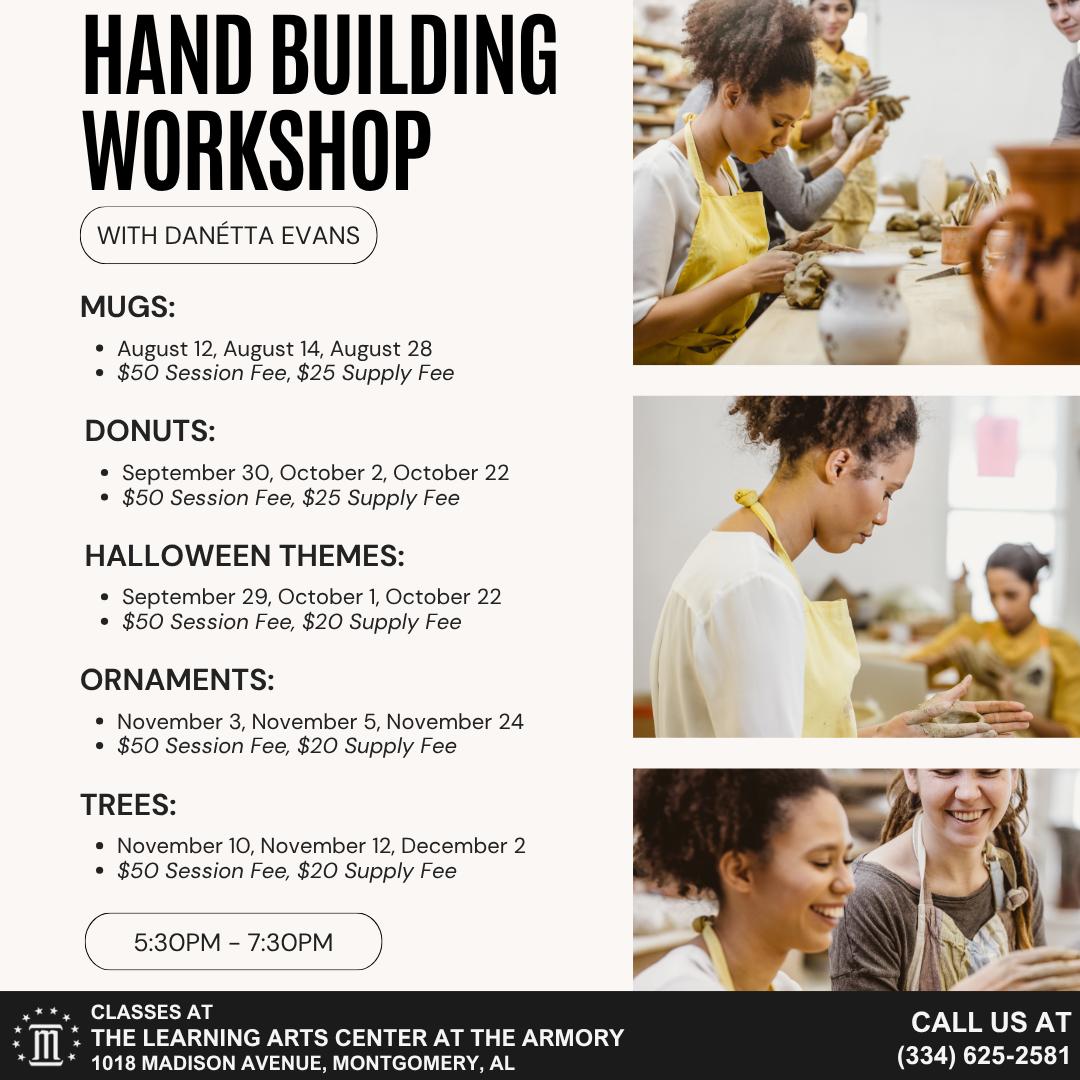 montgcitypandr's tweet image. Check out this Hand Building Workshop calendar for the Learning Arts Center at the Armory. 

If you&apos;re interested in learning this cool art form, please call 334-625-2581 for more information or to register!

#mymgm #FuninMGM #LearningArtsCenter