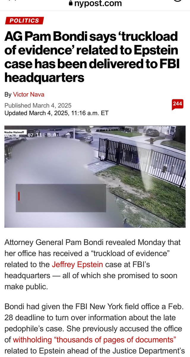 Pam Bondi said she had a truckload of Epstein files delivered to her in March, now... it's a hoax. Which one is it?