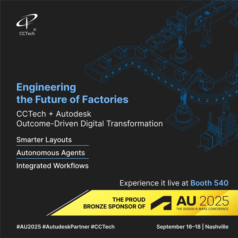 CCTech_India's tweet photo. We’re bringing the factory of the future to #AU2025!

🚀 Smarter layouts 
🤖 Autonomous Agents (#AgenticAI + MCP) 
🔗 Integrated #Autodesk Workflows
📍 Sept 15–18 | Booth 10×10 | Nashville

Let’s build what’s next.

#DigitalFactory #CCTech #Innovation #ManufacturingTech https://t.co/2zGORpU4mE