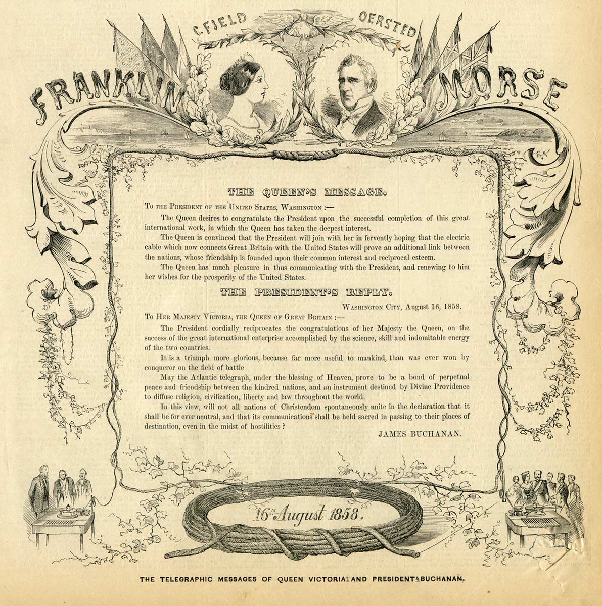 🌊✉️On August 16, 1858, Queen Victoria sent a 98-word Morse telegram to US President Buchanan via the first transatlantic cable.

🌐 The message took about 16 hours to transmit—a landmark in global communication.

🚢Today, <a href="/OrangeMarine_/">Orange Marine</a> continues to connect the world underwater.