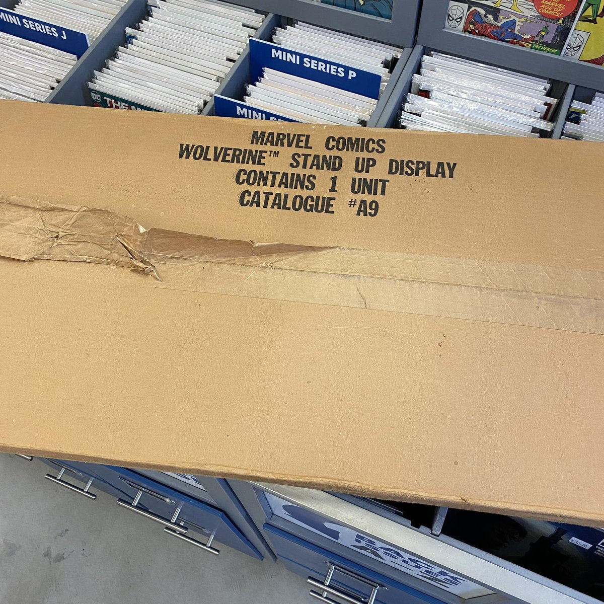 NowOrNeverComic's tweet image. Put this Wolvie out for sale right before Comic-Con and forgot to tell you! A 1986 Wolverine in store standee, still with the original mailer box. Purchased from a former comic shop employee that had held on to it for almost 40 years.