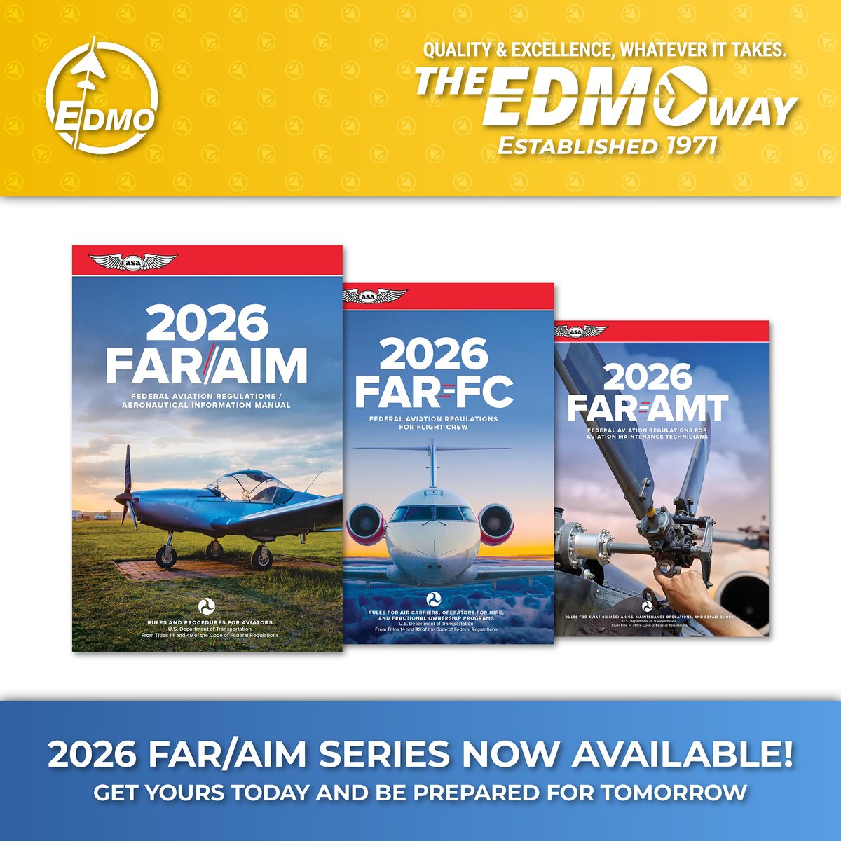 Clear out your old stock and earn credit! Send us your 2025 ASA book covers by Aug 31 and receive 100% credit toward your next purchase. Plus, the 2026 FAR/AIM Series is now in stock at EDMO! Don’t miss this limited-time offer to refresh your shelf. #EDMO #ASA #FARAIM