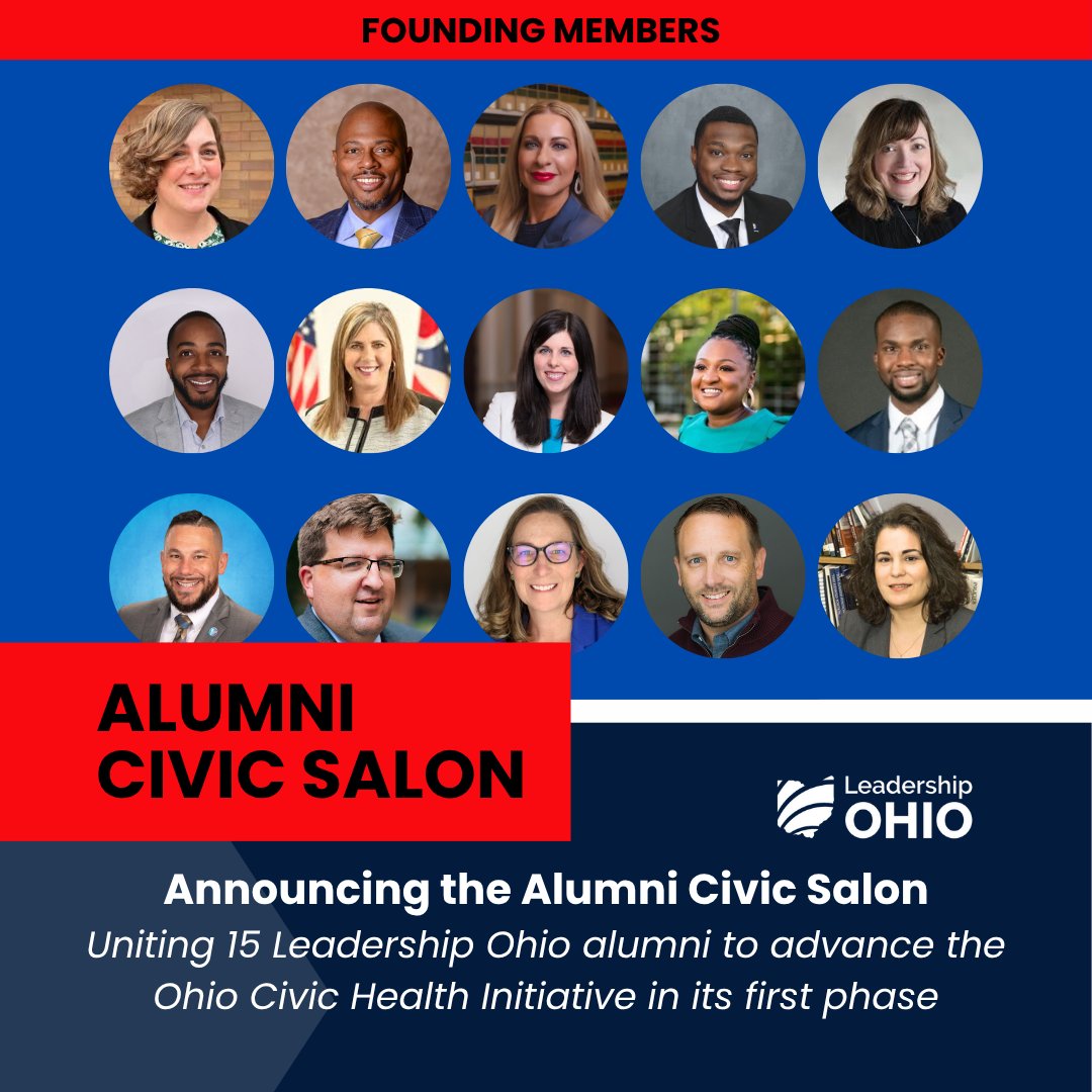 𝐓𝐡𝐞 𝐀𝐥𝐮𝐦𝐧𝐢 𝐂𝐢𝐯𝐢𝐜 𝐒𝐚𝐥𝐨𝐧 𝐢𝐬 𝐡𝐞𝐫𝐞!
In the spirit of the historic salon - a place for lively, intellectual conversation on the ideas shaping society - the Alumni Civic Salon unites 15 Leadership Ohio alumni to advance OCHI in its first phase.
