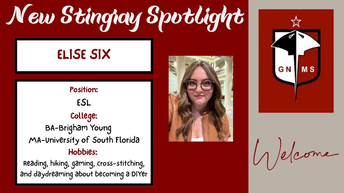 Ms. Six will be joining us part-time to join Ms. Fraser in supporting our ESL students.