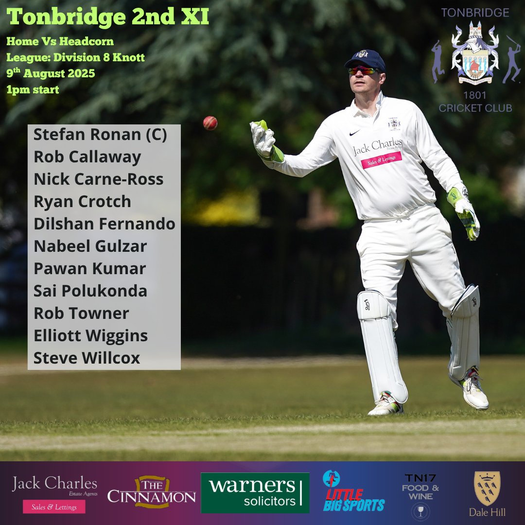 Our teams for the weekend.

The 1st XI travel to @bapchild_cc and  the 2nd XI host @headcorncc