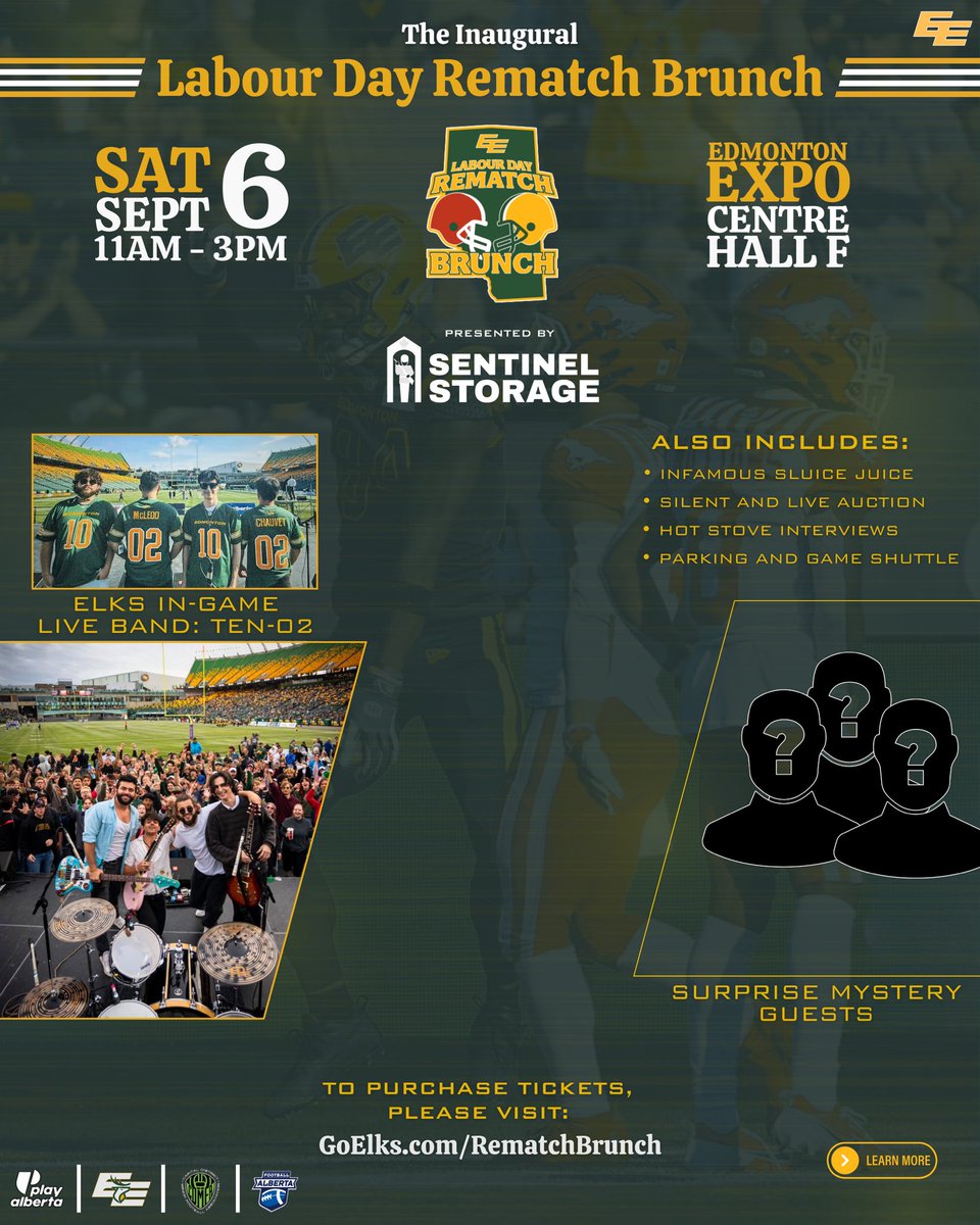FootballAlberta's tweet photo. Join us for the Inaugural Labour Day rematch brunch. An incredible event with a ride to the big game after as well! 

Also 100% of the proceeds help a young athlete chase their grid iron dreams. https://t.co/LKjrUu5zRy
