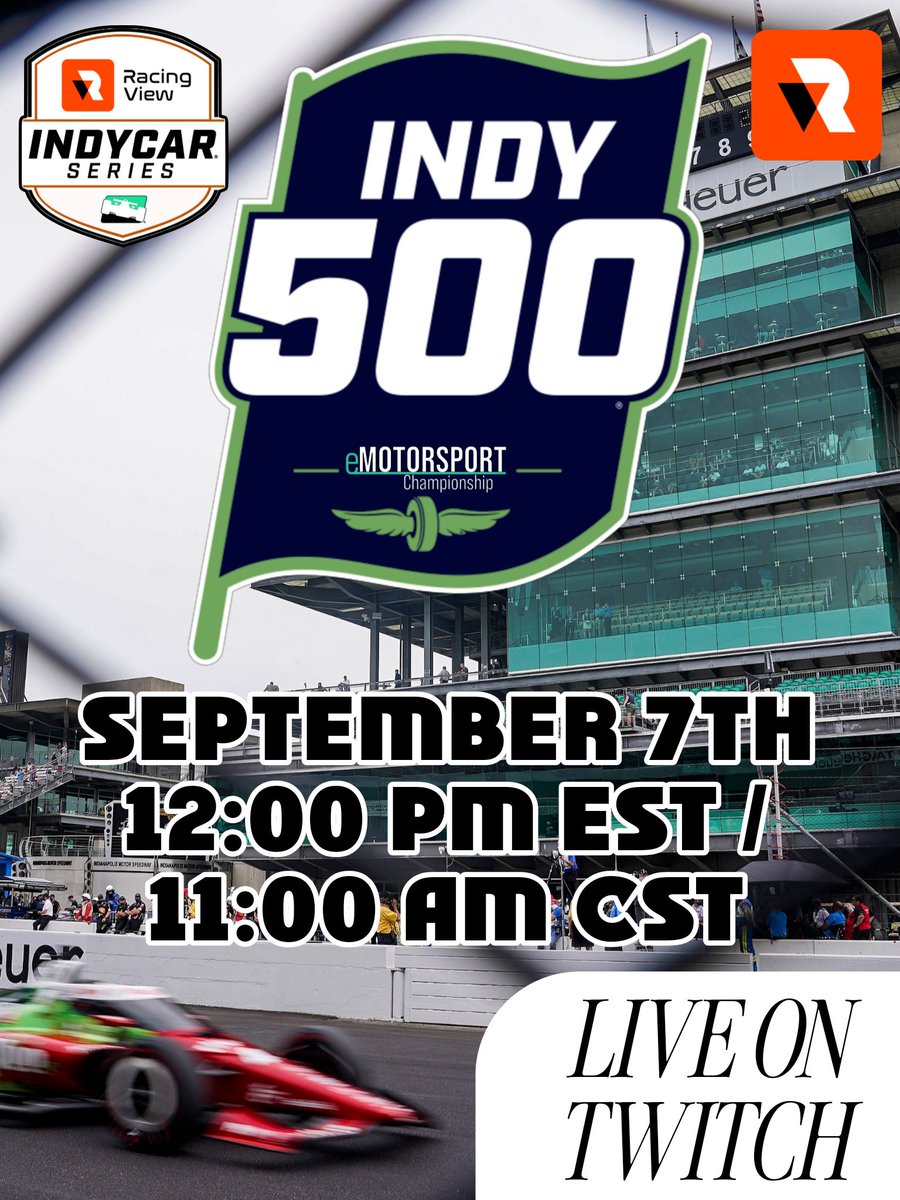eMotorsport Championship (@go_emotorsport) on Twitter photo 500 miles, 200 laps, a full qualifying format.. the Indy 500 is our next premier event on tap. The <a href="/RacingViewApp/">Racing View</a> IndyCar Series heads to Indianapolis for Round 7. Qualifying kicks off September 3rd. We'll see you there!
#eMCIndy500 500 miles, 200 laps, a full qualifying format.. the Indy 500 is our next premier event on tap. The <a href="/RacingViewApp/">Racing View</a> IndyCar Series heads to Indianapolis for Round 7. Qualifying kicks off September 3rd. We'll see you there!
#eMCIndy500
