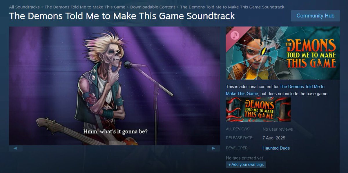 The Demons Told Me to Make This Game - 🎵OST is now available for purchase! 

#indiegame #horror #rpg #soundtrack