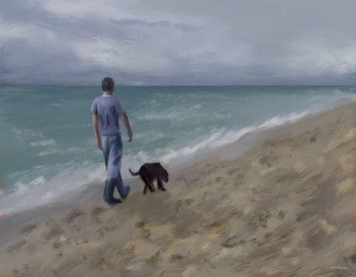 Art of the Day: "Long Walks On The Beach". Buy at: ArtPal.com/LarryWhitler?i…