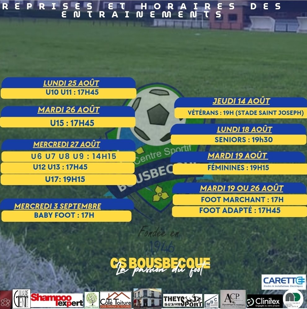 David59166's tweet image. La reprise des entraînements de Baby jusqu&apos;à vétérans 🟡🔵
#TeamCSB #CSB #Bousbecque
