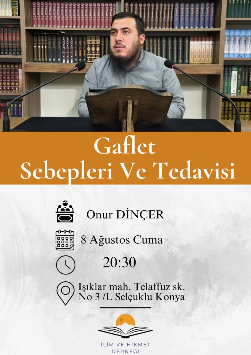 Yarın akşam , Konya'da İlim ve Hikmet Derneğinde sohbetimiz olacaktır inşaallah. Konya ve civarındaki kardeşlerimizi bekleriz.

Sohbetimiz bu kanaldan t.me/huzurvadisi06 canlı olarak yayınlanacaktır inşallah.
