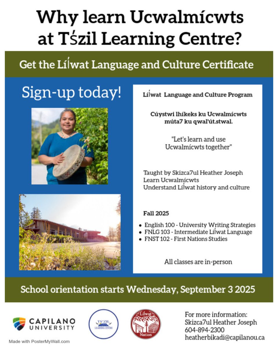 For more information contact Skizca7al Heather Joseph at 604-894-2300 or heatherbikadi@capilanou.ca