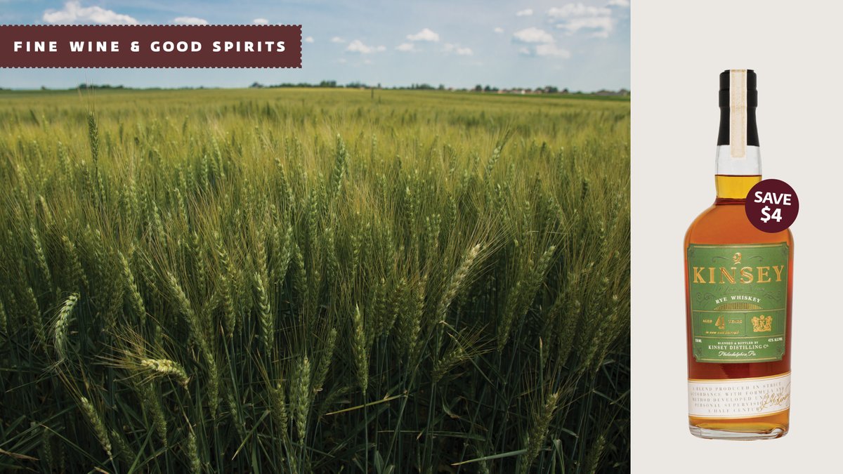 Save $4 on Kinsey Rye Whiskey 4 Year Old. Pennsylvania- made with classic rye spice, malty undertones &amp; a floral finish. Perfect for your next manhattan. ow.ly/CK5650WrzIP