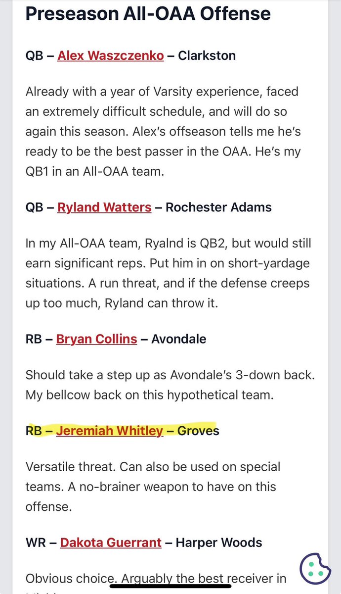 Jeremiah Whitley 2027 ATH (@jeremiah_2027) on Twitter photo Thanks for putting me on the Preseason OAA All Offense <a href="/PrepRedzoneMI/">Prep Redzone Michigan</a> . I really appreciate the love ‼️ Thanks for putting me on the Preseason OAA All Offense <a href="/PrepRedzoneMI/">Prep Redzone Michigan</a> . I really appreciate the love ‼️