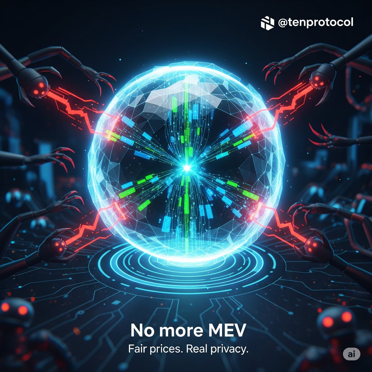 vicliamsd67's tweet image. Tired of front-running and MEV? @tenprotocol changes the rules. Encrypted smart contracts for fair prices and real privacy. Be 🔟/🔟. #SmartPrivacy