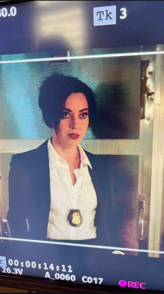 Behind the scenes of Aubrey Plaza as Agent Rio Vidal, Kathryn Hahn as Agatha Harkness, David Lengel as Phil Jones and director/showrunner Jac Schaeffer in 'Agatha All Along'.

(via danielselon on Instagram)