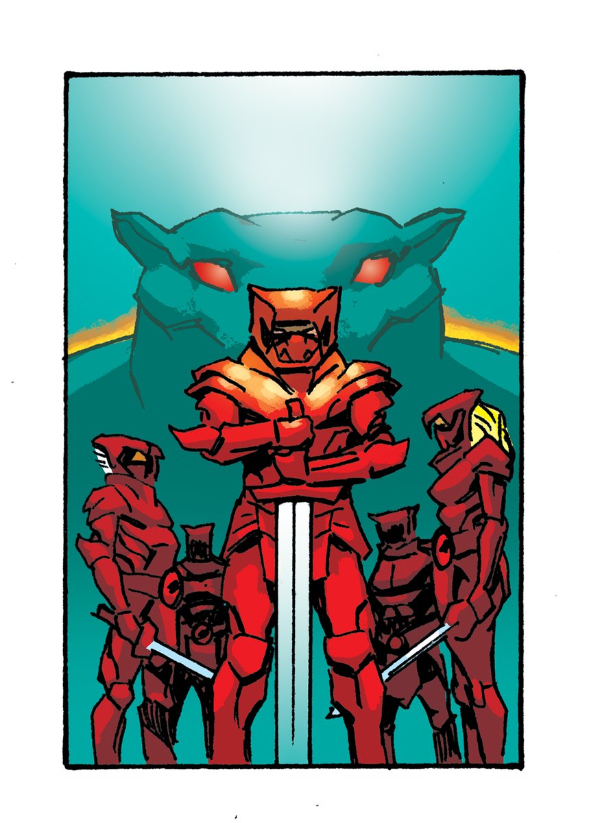 THUNDERCATS #17 by myself and <a href="/drew_moss/">Drew Moss</a> is out today. 
Here's my cover for the issue in each stage; final, inks, pencils, rough