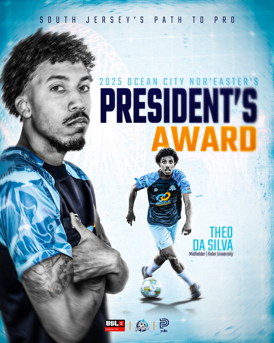 Ocean City Nor'easters (@ocnoreasters) on Twitter photo 🫡President’s Award: Theo Da Silva (<a href="/RiderMensSoccer/">Rider Mens Soccer</a>)
Presented to the player who best embodies club values, Theo earned this award through his hard work as a team captain and involvement with the Ocean City Summer Camps.
#Path2Pro | #TheStormisComing⛈️ 🫡President’s Award: Theo Da Silva (<a href="/RiderMensSoccer/">Rider Mens Soccer</a>)
Presented to the player who best embodies club values, Theo earned this award through his hard work as a team captain and involvement with the Ocean City Summer Camps.
#Path2Pro | #TheStormisComing⛈️