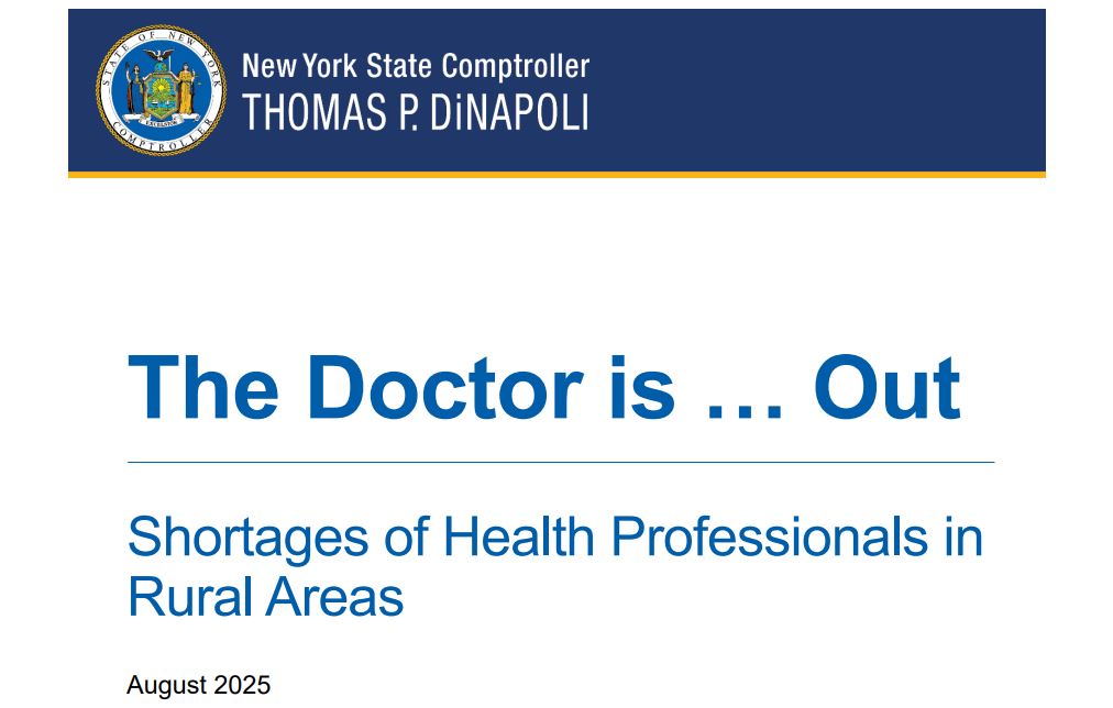 This week's CLMHD e-News: <a href="/NYSComptroller/">Thomas P. DiNapoli</a>  reports that rural counties face a severe shortage of healthcare professionals.  conta.cc/3Hhkt1U
#healthcareworkforce #ruralnewyork