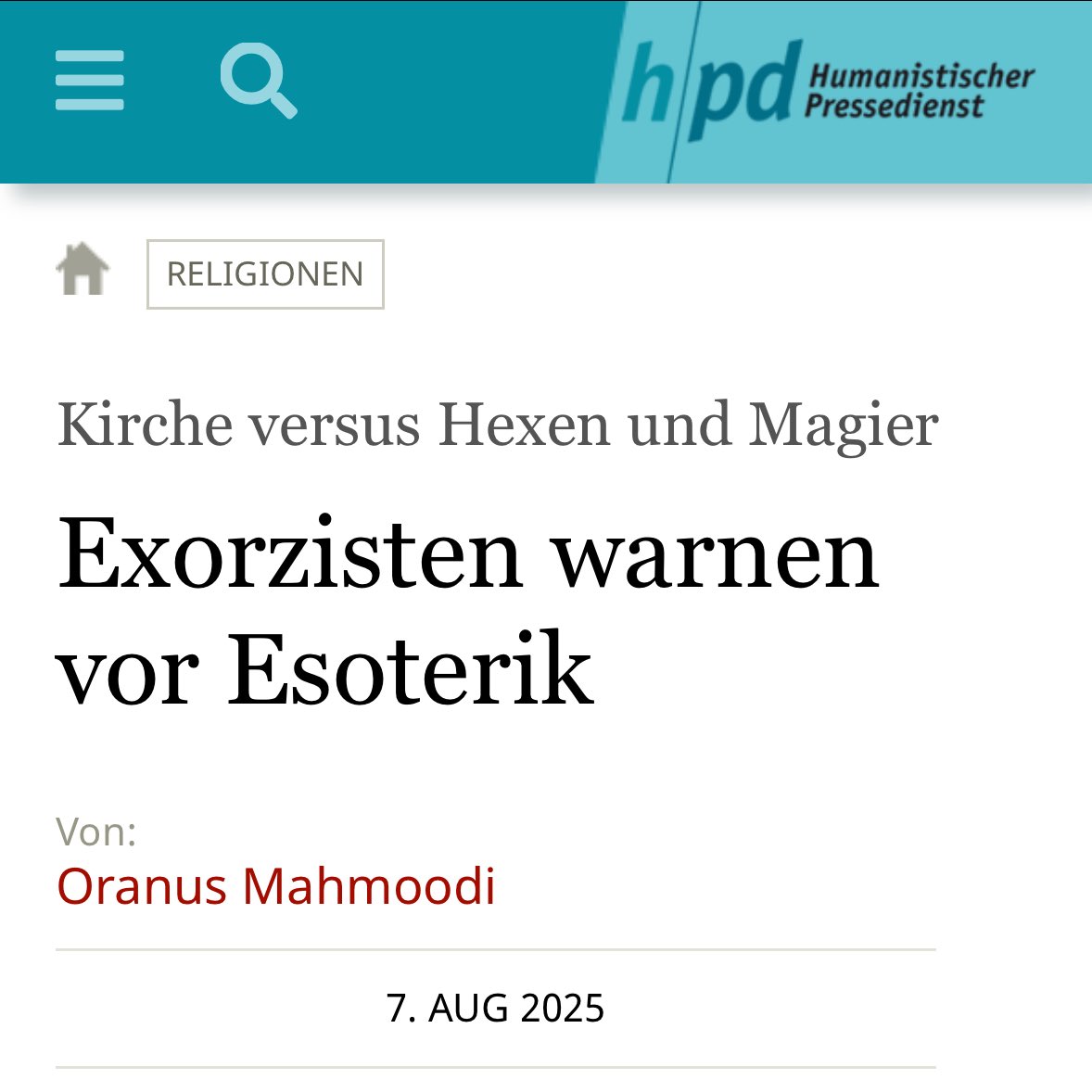 gwup | die skeptiker (@gwup) on Twitter photo Die beste Headline des Tages hat sich heute der <a href="/hpdticker/">Humanistischer Pressedienst</a> ausgedacht. 😂
hpd.de/artikel/exorzi… Die beste Headline des Tages hat sich heute der <a href="/hpdticker/">Humanistischer Pressedienst</a> ausgedacht. 😂
hpd.de/artikel/exorzi…