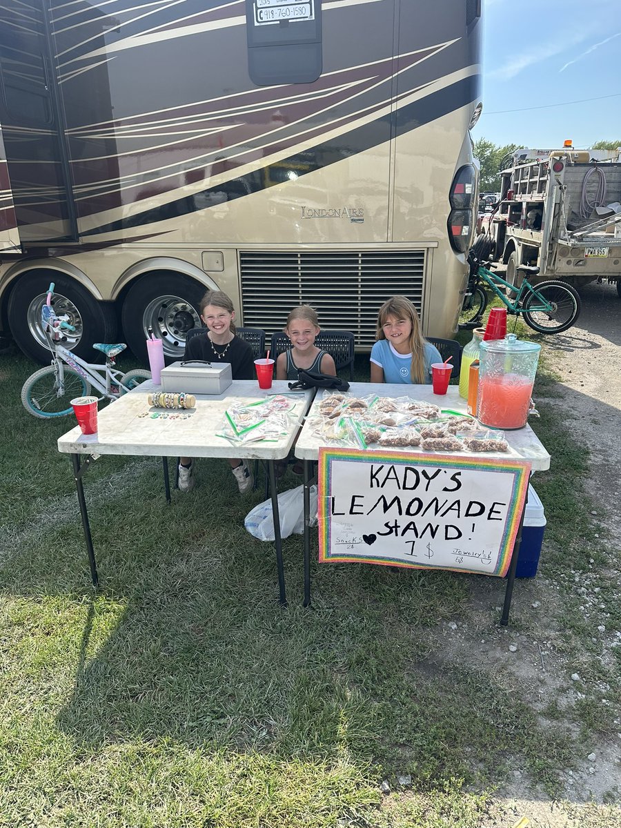 Lemonade sales are in full swing outside turn 3 and 4. Come see Kady, Nixon, and Sawyer!