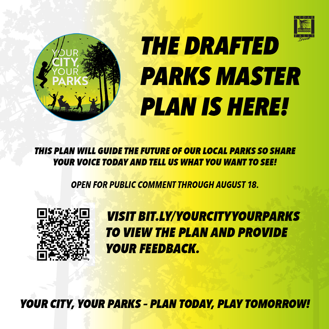 The drafted Parks Master Plan is here! Visit bit.ly/YourCityYourPa… to view the plan and provide your input. This plan will guide the future of our local parks system, including new parks, improvements, and amenities. This is the perfect opportunity to share your voice!💚
