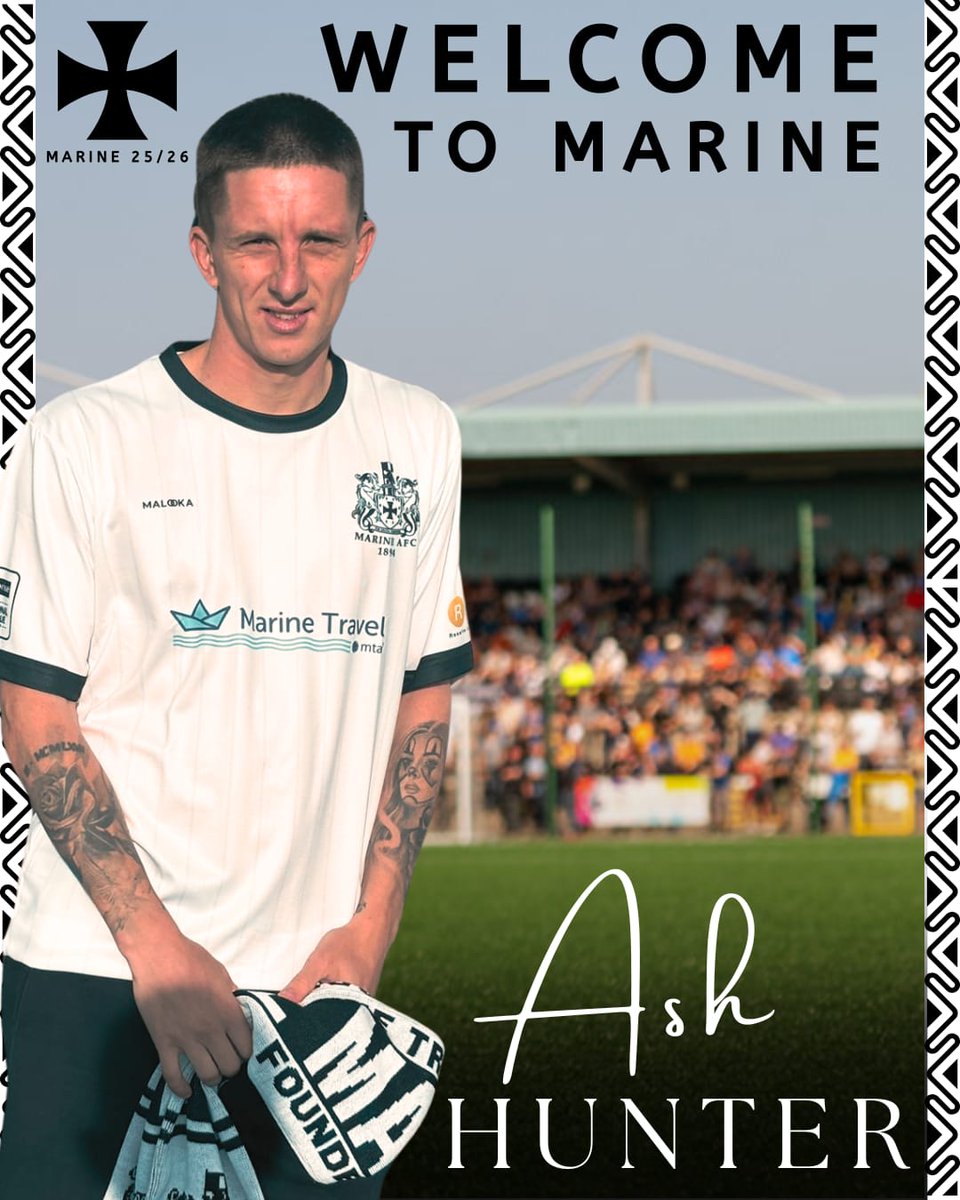 ✍️ We’re delighted to announce the signing of experienced EFL striker Ash Hunter.

The 29-year-old joins the Mariners after leaving Accrington Stanley this summer having made over 300 appearances across Leagues One and Two.

🙌 Welcome to Marine, Ash.

#WeAreMarine