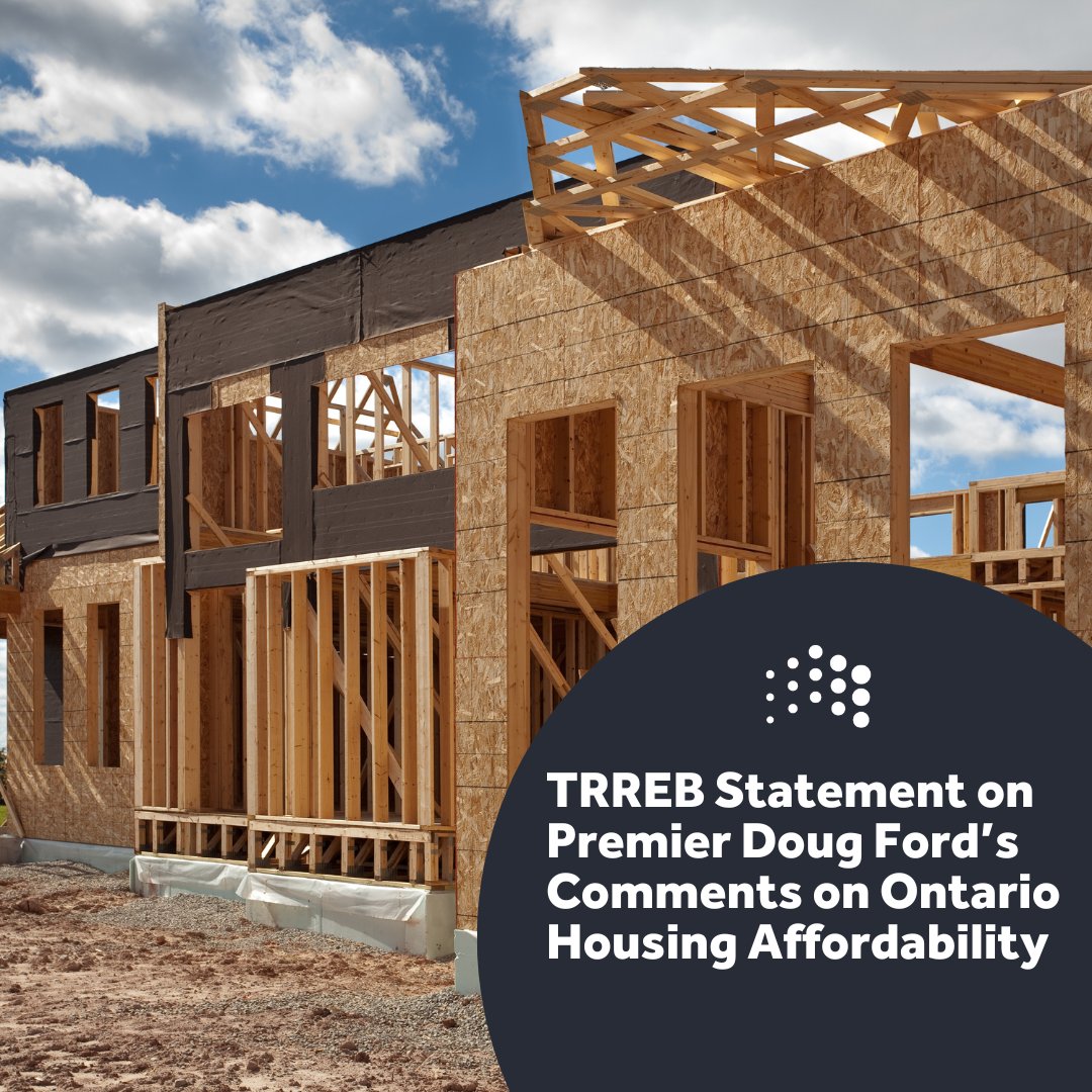 Premier Ford’s comments on housing affordability emphasizes the urgent need to boost construction and reduce tax burden. TRREB continues to advocate for coordinated action from all levels of government to make homeownership attainable.Read more bit.ly/4lgVbyQ