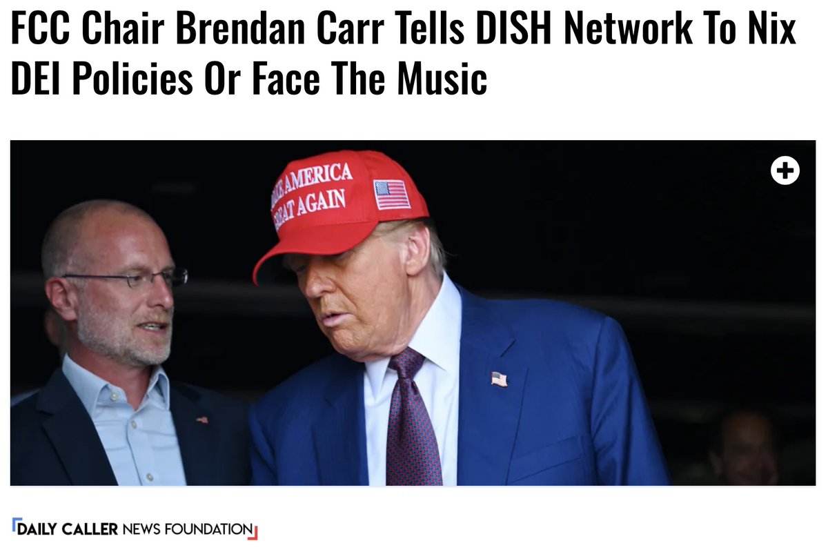 Tony Edwards (@realtonyedwards) on Twitter photo 🚨 <a href="/BrendanCarrFCC/">Brendan Carr</a> warns DISH Network to cut out the "wokeness." 📡
"Whether it’s DISH or anyone else, we would expect them to come into compliance with the FCC’s approach on this," Carr told the <a href="/DailyCaller/">Daily Caller</a> News Foundation.
<a href="/_CadenOlson/">Caden Olson</a> reports 👇 🚨 <a href="/BrendanCarrFCC/">Brendan Carr</a> warns DISH Network to cut out the "wokeness." 📡
"Whether it’s DISH or anyone else, we would expect them to come into compliance with the FCC’s approach on this," Carr told the <a href="/DailyCaller/">Daily Caller</a> News Foundation.
<a href="/_CadenOlson/">Caden Olson</a> reports 👇