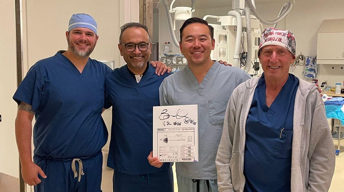 🌍 SEAL IT IDE Trial update 🌍
PCOM case with Dr. Ben Yim @JohnMuirHealth, proctored by Dr. Sam Zaidat.
Almost closing the sidewall subgroup — only ruptured cases remain!

🔢 246 patients enrolled
#SEALITTrial #Neurointervention #BrainAneurysm