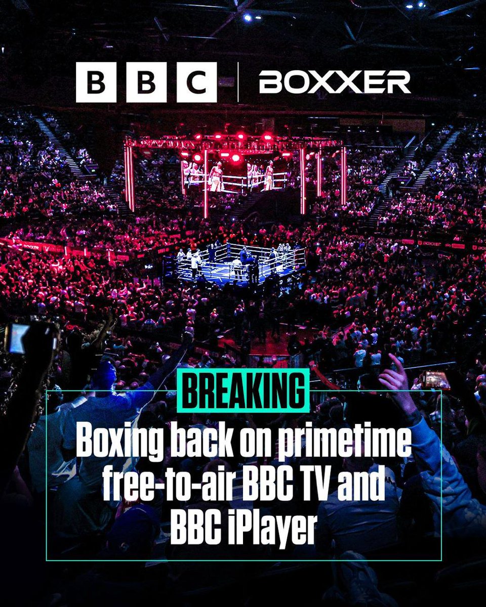 BOXXER (@boxxer) on Twitter photo ππ’π«π«ππ₯ π
πππ π₯
BBC Sport and BOXXER announce a historic broadcast deal for the sport that will see live, world-class boxing return to Saturday night primetime free-to-air television π₯
Full details of the first fight, undercard and <a href="/BBCSport/">BBC Sport</a> presenting team will be ππ’π«π«ππ₯ π
πππ π₯
BBC Sport and BOXXER announce a historic broadcast deal for the sport that will see live, world-class boxing return to Saturday night primetime free-to-air television π₯
Full details of the first fight, undercard and <a href="/BBCSport/">BBC Sport</a> presenting team will be
