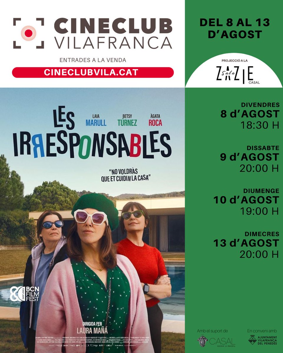 🎬📆Aquesta setmana a la Sala Zazie - Casal LES IRRESPONSABLES, una comèdia àcida sobre l’amistat que acaba sent un cant a la vida

+ INFO I ENTRADES 👇🏼
cineclubvila.cat/film/les-irres…