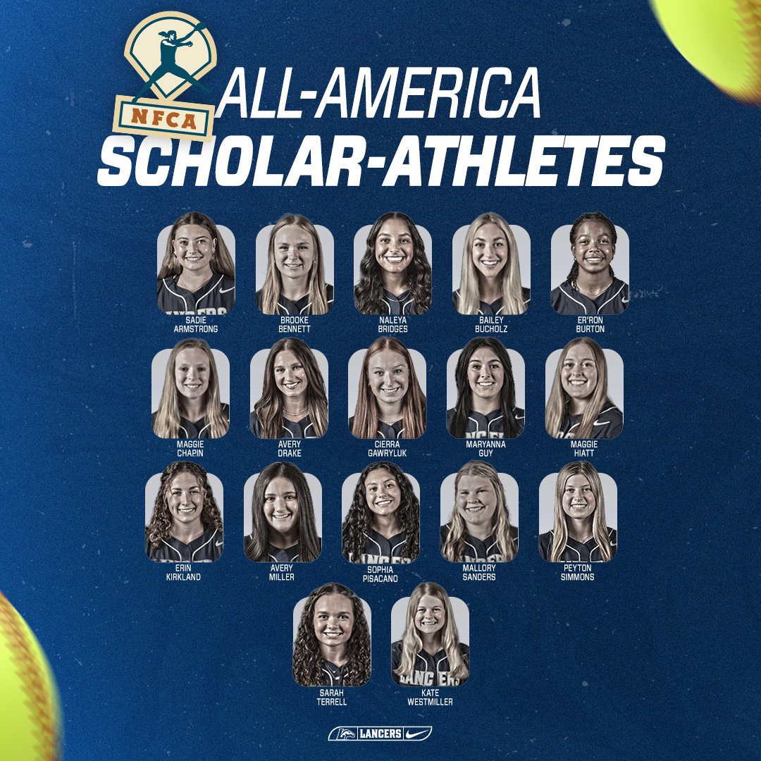 School-record 1️⃣7️⃣ Lancers named <a href="/NFCAorg/">National Fastpitch Coaches Association</a> All-America Scholar-Athletes

📰 tinyurl.com/mr439s3s

#HorsePower | #GoWood | #SaddleUp