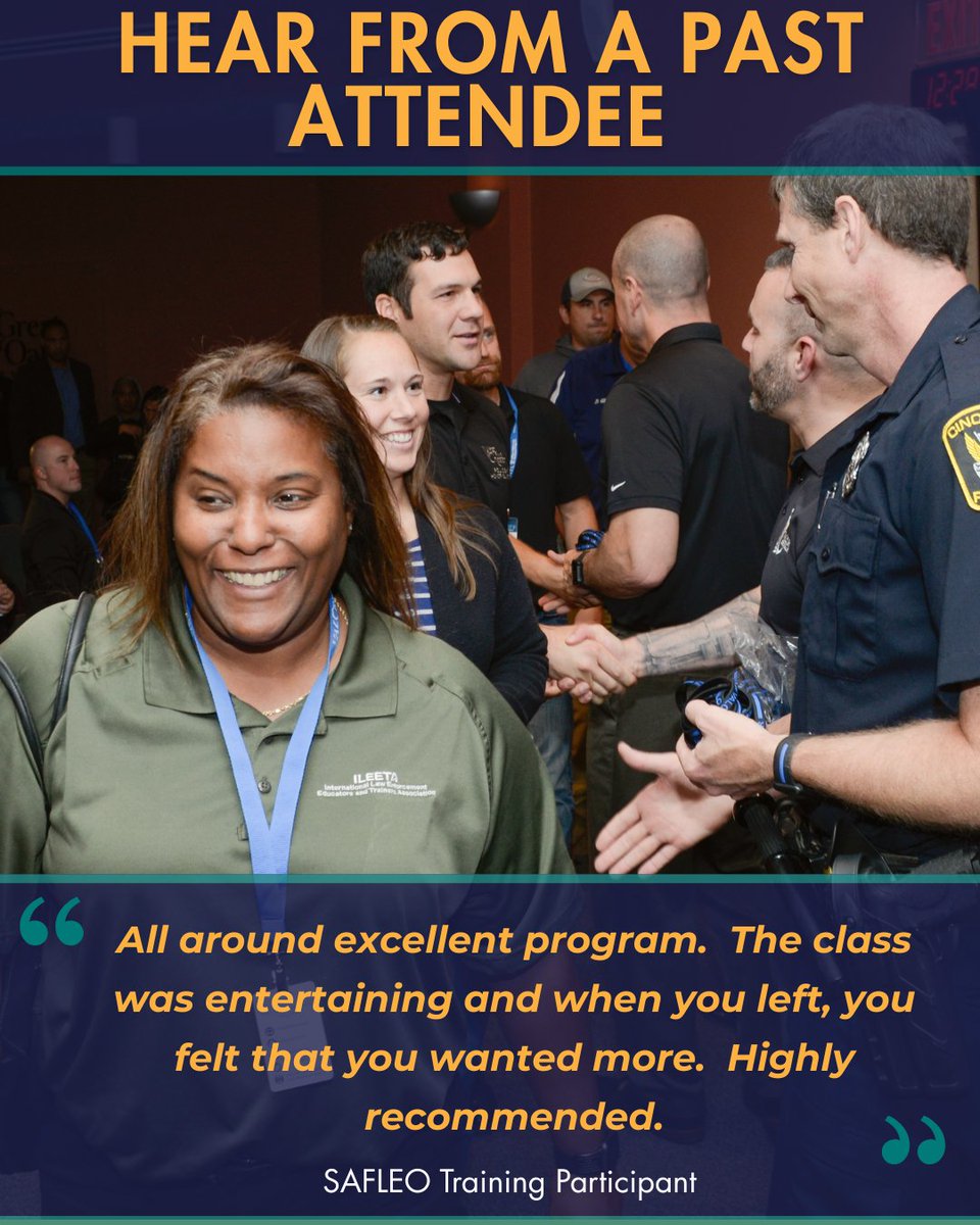SAFLEOprogram's tweet image. Real experiences. Real impact. 🚔 SAFLEO training supports your wellness &amp;amp; success at every stage of your law enforcement career. Gain tools, insight &amp;amp; connection. 

🔗 Link in bio to learn more &amp;amp; register.