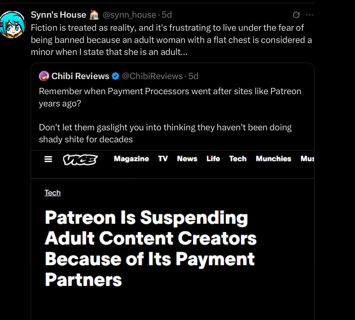 MadamSavvy's tweet image. This is unfortunately something I saw frequently years ago, which is why I left patreon too.
5 days after this tweet makes my heart hurt even more for them.
There is usually no action a person can take to reverse this, but I hope patreon gets its head out of its butt for…