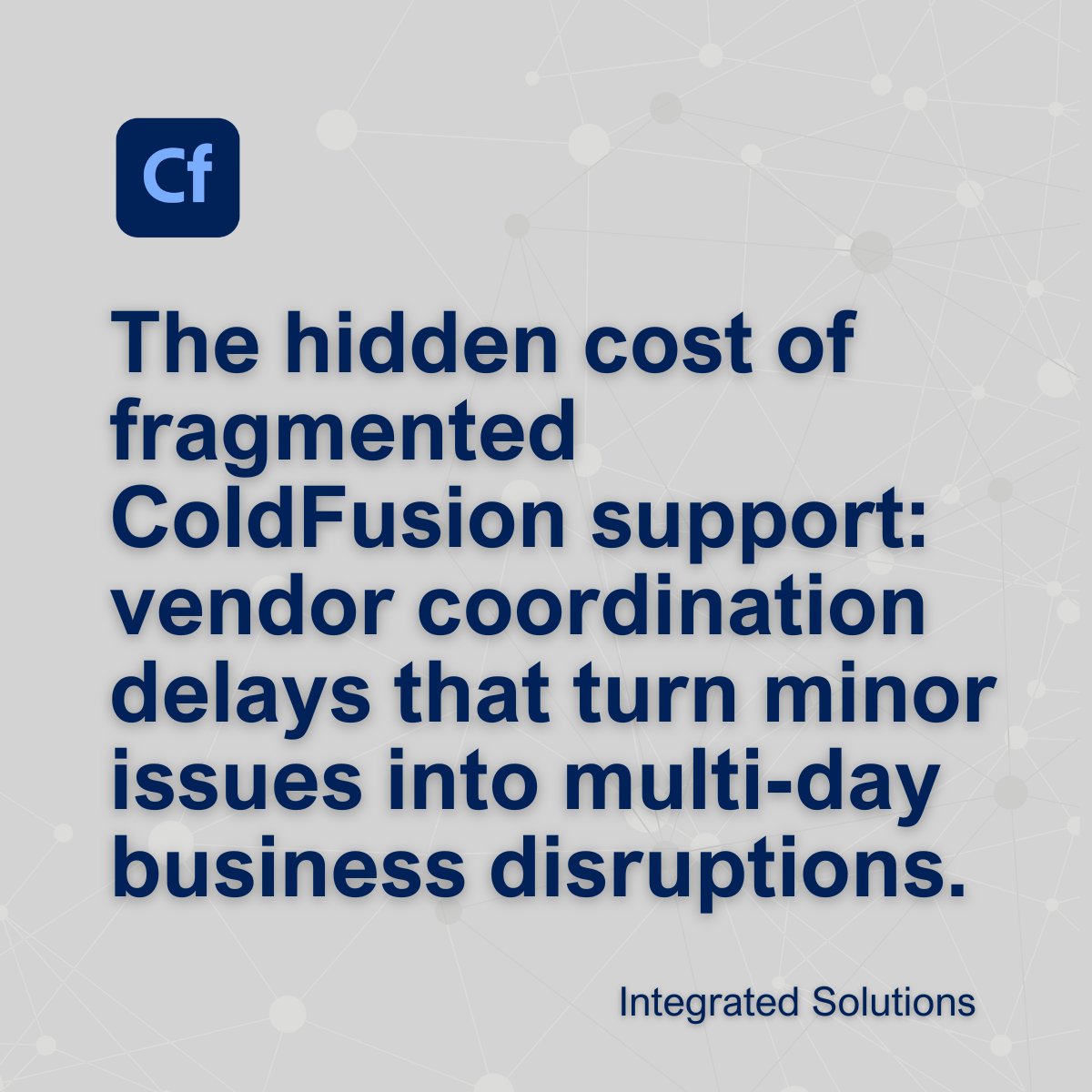 Tired of vendor finger-pointing when CF issues arise? 👉👈
Integrated CF solutions = monitoring + licensing + consulting from ONE expert team 🎯
Result: Same-day fixes instead of multi-day headaches
Read our latest blog: bit.ly/4l6mEmW
#ColdFusion #ITEfficiency