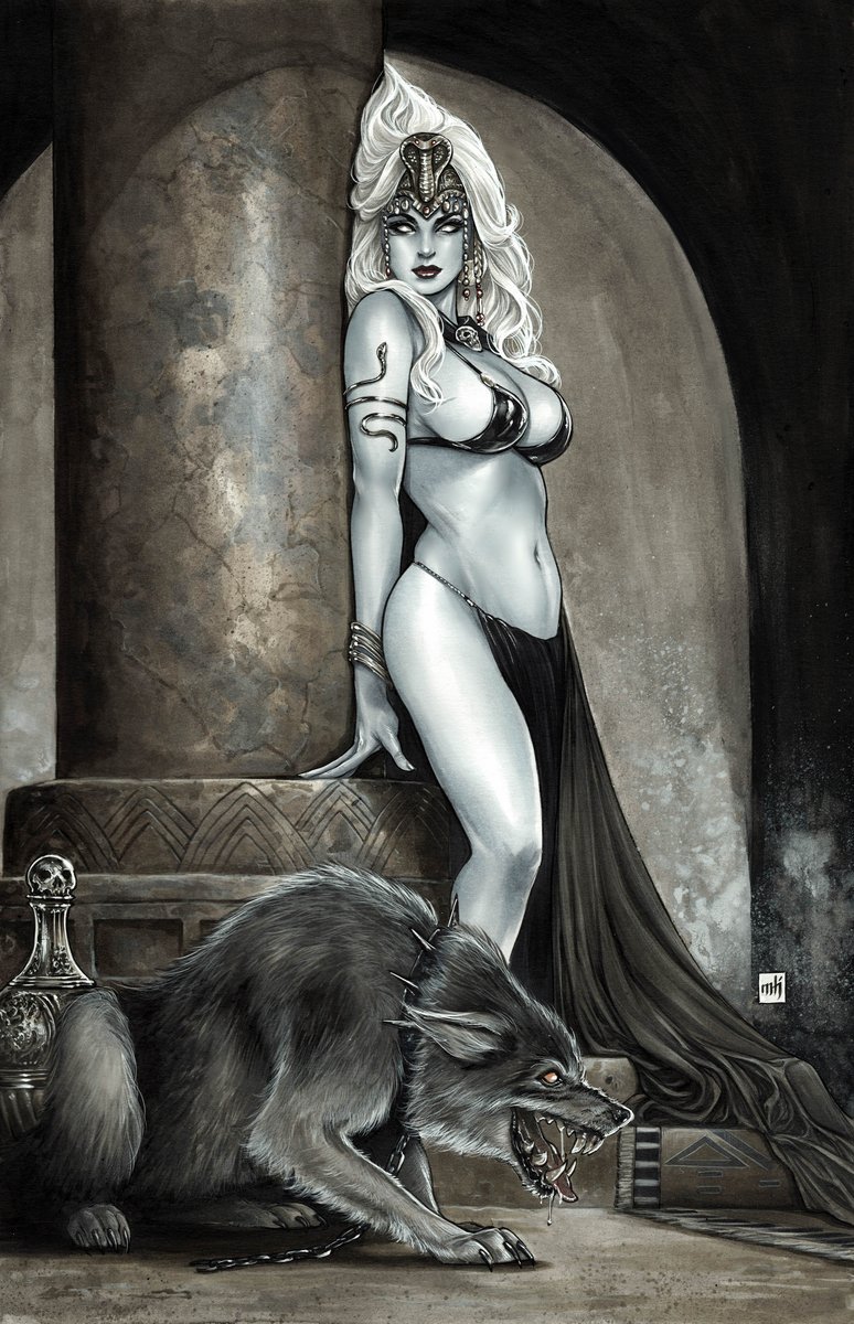 A homage to Frank Frazetta's enchanting "Egyptian Queen". Debuting as the cover for "Chaos Rules"#1 at Terrificon this weekend!
Done entirely with gray Copic markers