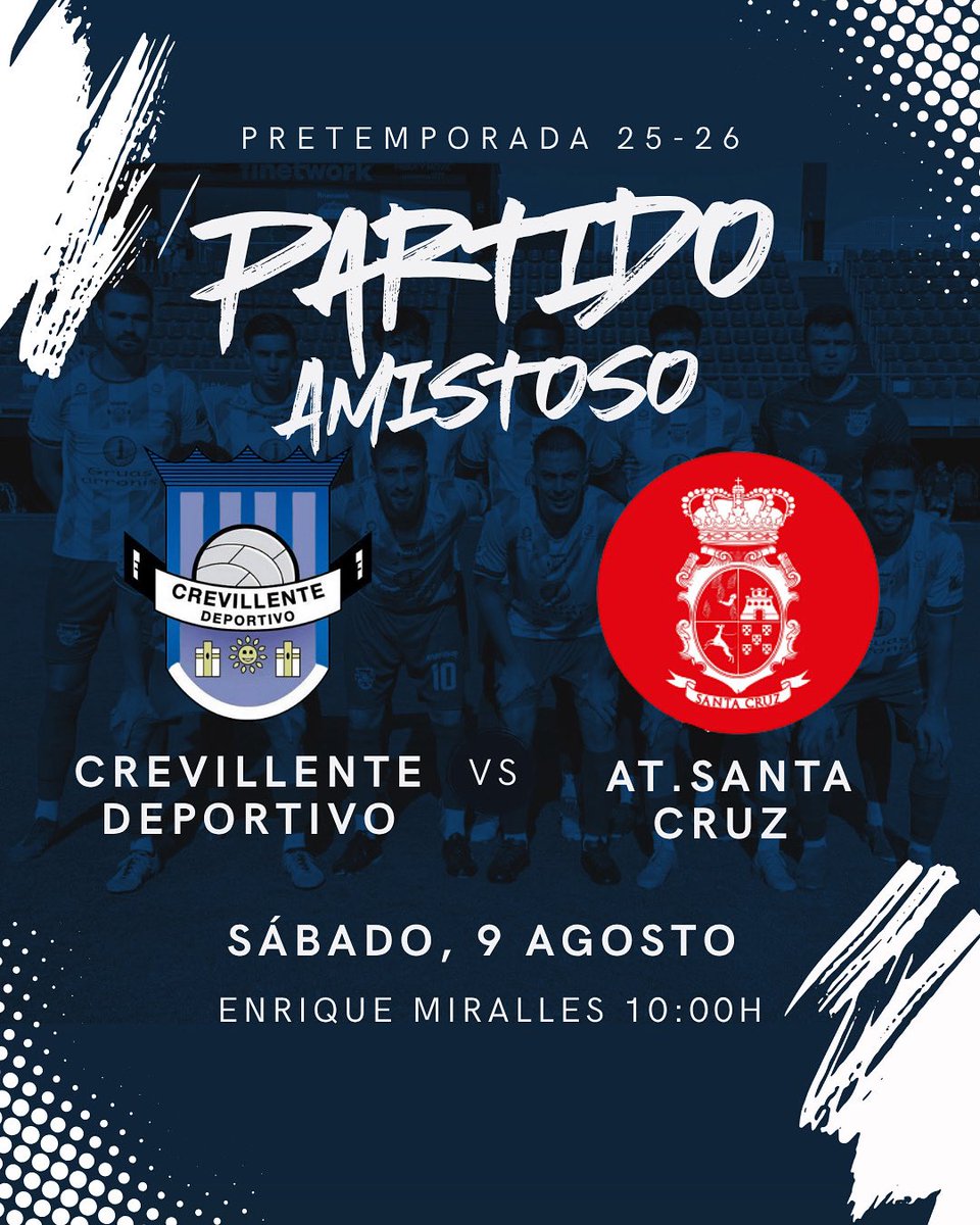 🔥 Este sábado, primer partido en casa
📍 Enrique Miralles
🕙 10:00h
⚔️ Crevillente Deportivo 🆚 Atlético Santa Cruz
🎟️ Entrada libre

Tras la primera toma de contacto frente al Eldense, ¡volvemos a casa!
Queremos sentir el calor de la afición desde ya 💙

#VamosCrevillente