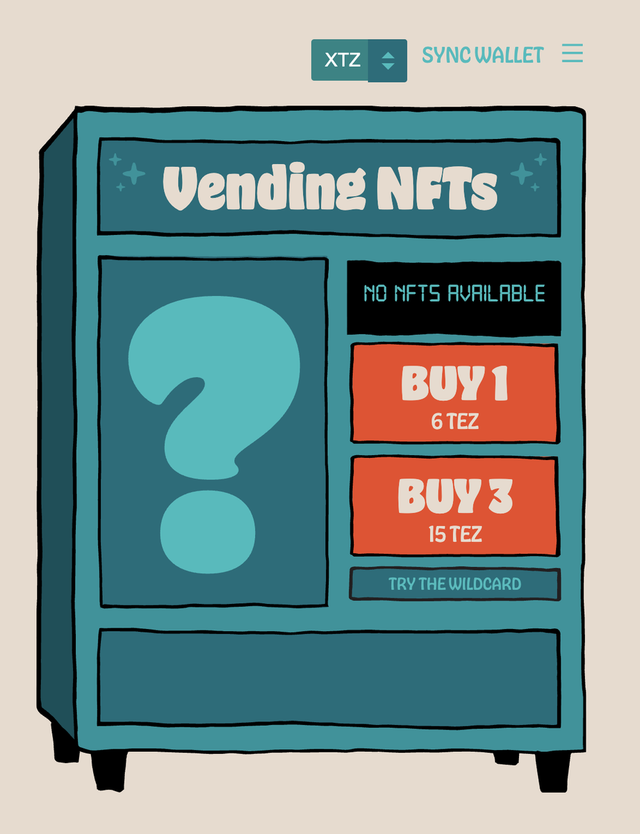 AND THAT'S ALL SHE WROTE! 

WE ARE OFFICIALLY SOLD OUT! 

Another day in Tez infamy and the vending machine rolls on into the sunset. 

We are coming close to 100k pieces of art distributed from the vending machine the last 4 years. 🤯

That's a lot of memories and love, thanks