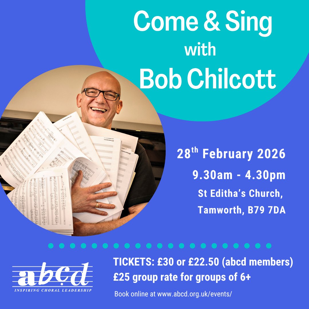 Association of British Choral Directors (@abcdtweets) on Twitter photo We’re excited to be hosting our 2026 Midlands singing day in Tamworth with <a href="/bobchilcott/">Bob Chilcott</a>!
Described by The Observer as “a contemporary hero of British Choral Music”, he has become one of the most widely performed composers of choral music in the world. Join us for a wonderful day We’re excited to be hosting our 2026 Midlands singing day in Tamworth with <a href="/bobchilcott/">Bob Chilcott</a>!
Described by The Observer as “a contemporary hero of British Choral Music”, he has become one of the most widely performed composers of choral music in the world. Join us for a wonderful day
